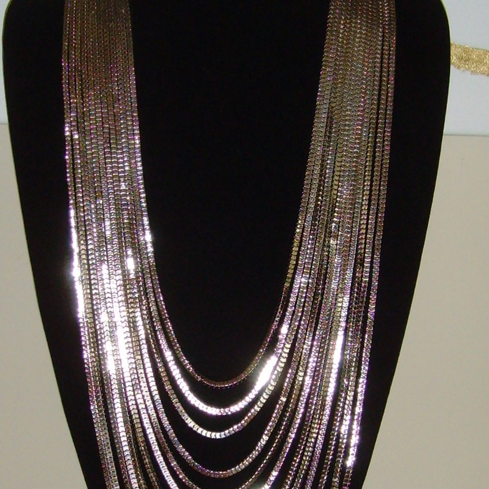 CARA 12 Strand Silver-Tone Cascading Necklace - Picture 4 of 9